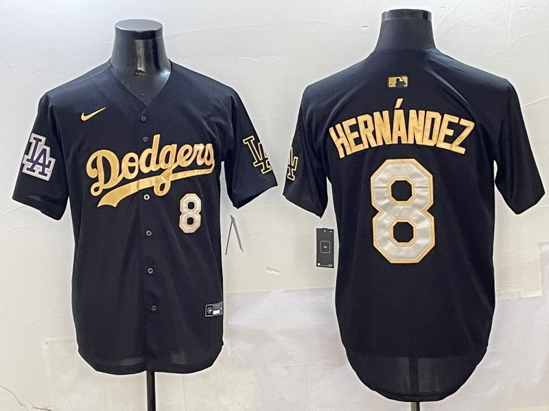 Men's Los Angeles Dodgers Enrique Hernandez #8 Black Team Jersey